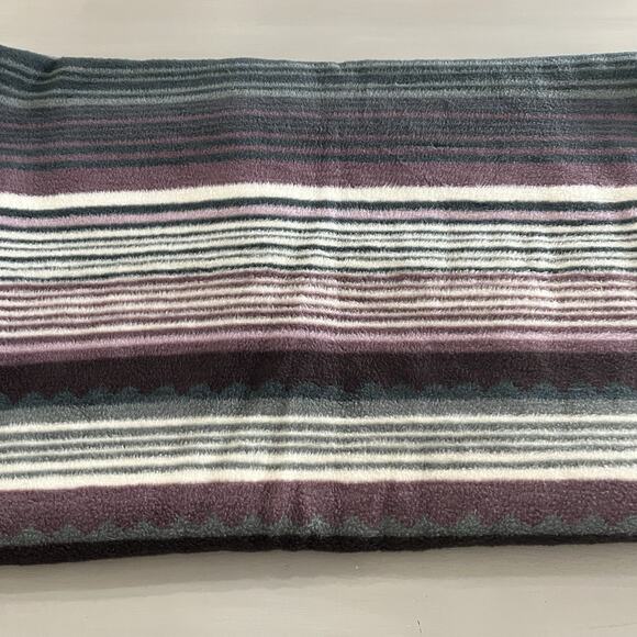 Vintage Biederlack Blanket Cuddle Wrap Soft Snap Button Zip Purple Green Gray - Picture 7 of 9